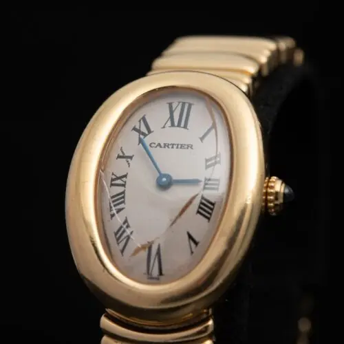 CARTIER Baignore Cuarzo Oro Esfera Blanco 163288 02