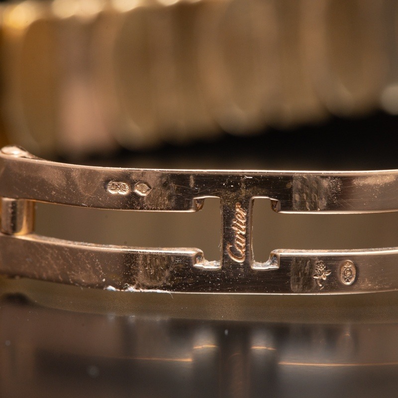 CARTIER Baignore Cuarzo Oro Esfera Blanco 163288 05