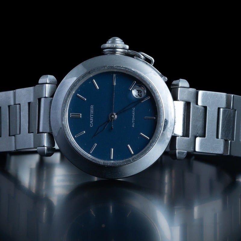 CARTIER Pasha C Cuarzo Acero Esfera Azul 56846 12