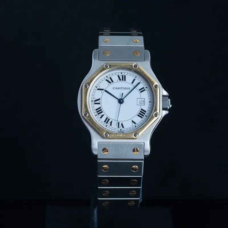 CARTIER Santos Octagon Cuarzo Acero y oro Esfera Blanco 56872 02