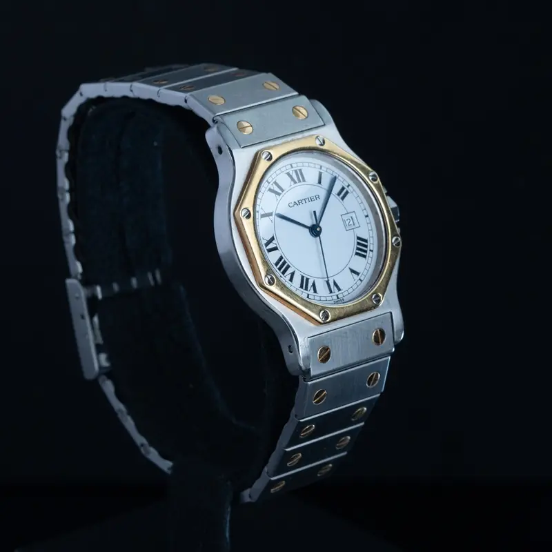 CARTIER Santos Octagon Cuarzo Acero y oro Esfera Blanco 56872 06
