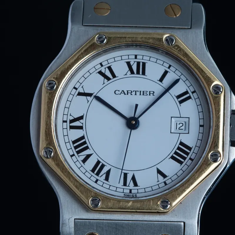 CARTIER Santos Octagon Cuarzo Acero y oro Esfera Blanco 56872 09