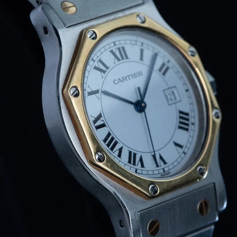 CARTIER Santos Octagon Cuarzo Acero y oro Esfera Blanco 56872 10