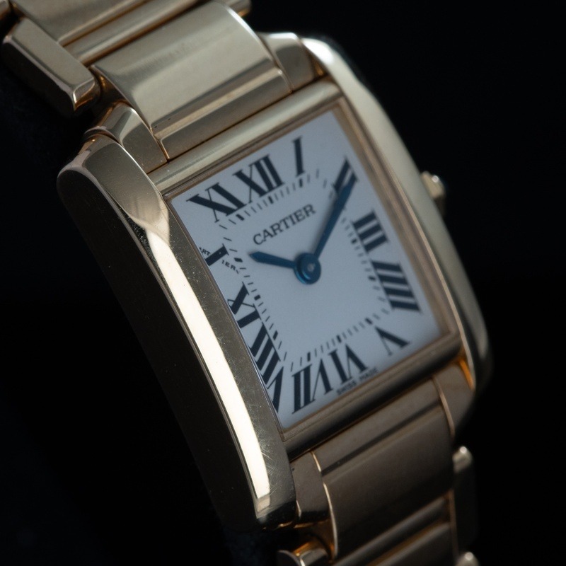 CARTIER Tank Française Cuarzo Oro Esfera Blanco 56878 01
