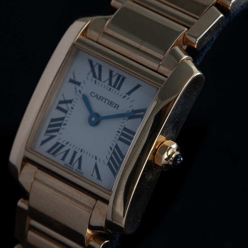 CARTIER Tank Française Cuarzo Oro Esfera Blanco 56878 02