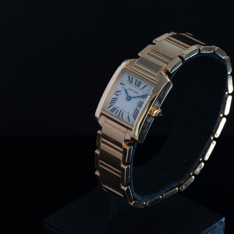 CARTIER Tank Française Cuarzo Oro Esfera Blanco 56878 07