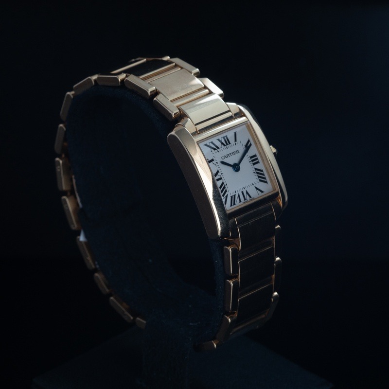 CARTIER Tank Française Cuarzo Oro Esfera Blanco 56878 08