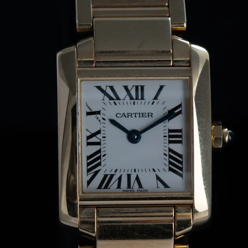 CARTIER Tank Française Cuarzo Oro Esfera Blanco 56878 09