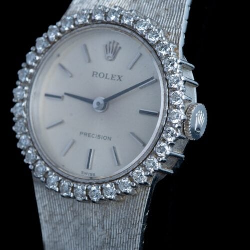 ROLEX Precision Cuerda Oro Esfera Plata 56879 02