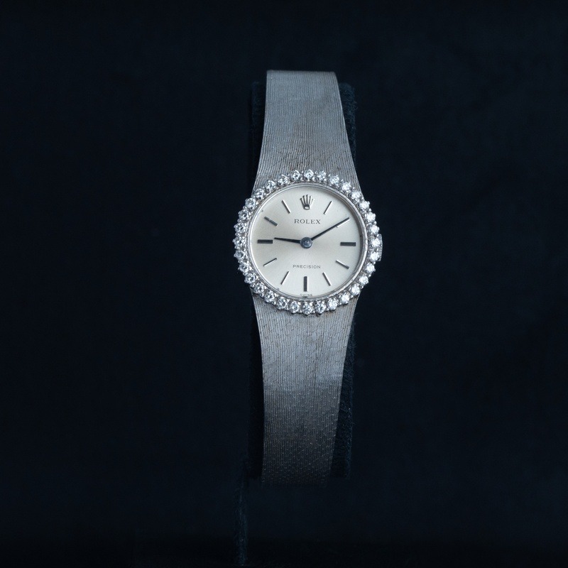 ROLEX Precision Cuerda Oro Esfera Plata 56879 09
