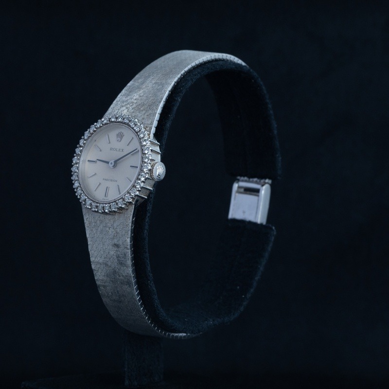 ROLEX Precision Cuerda Oro Esfera Plata 56879 10