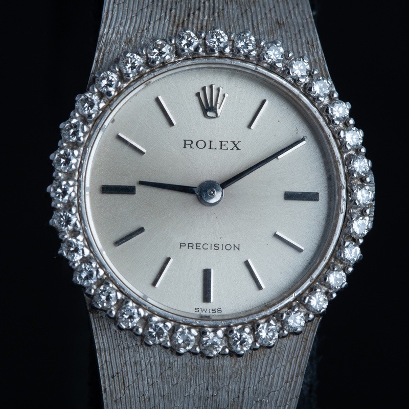 ROLEX Precision Cuerda Oro Esfera Plata 56879 12